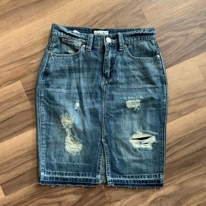 High waisted denim skirt